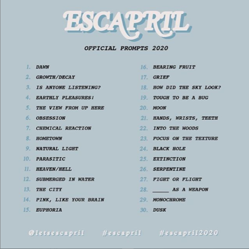 Escapril 2020 Prompts